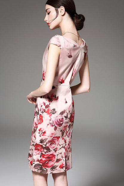 [30% OFF TILL 8 APR] Elegant V Neck Printing Slim Vintage Dress