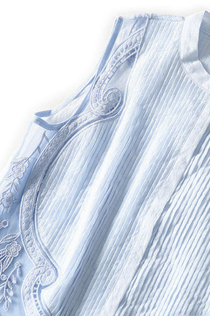 Casual Fresh And Elegant Embroidery Cutout Mini Dress