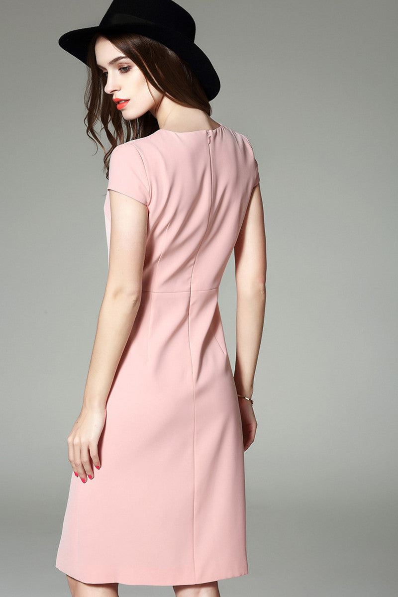 Elegant V Neck Slim Cap Sleeve Formal Dress