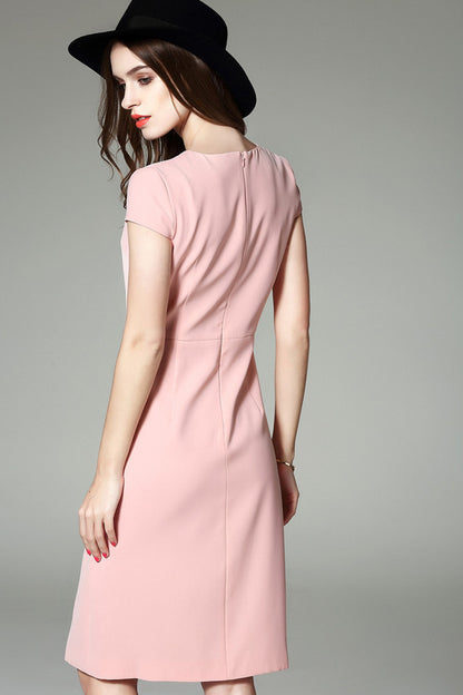 Elegant V Neck Slim Cap Sleeve Formal Dress