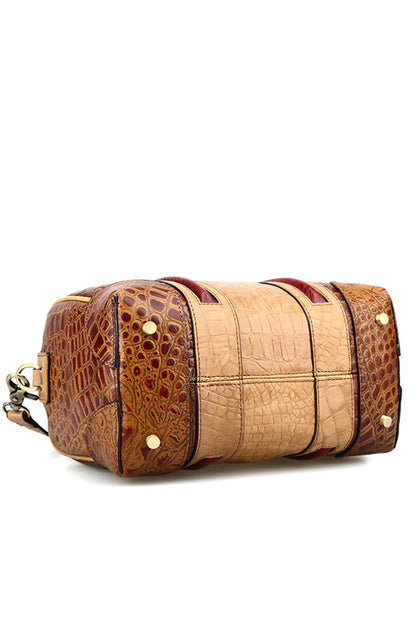 Blocked Crocodile Boston Bag