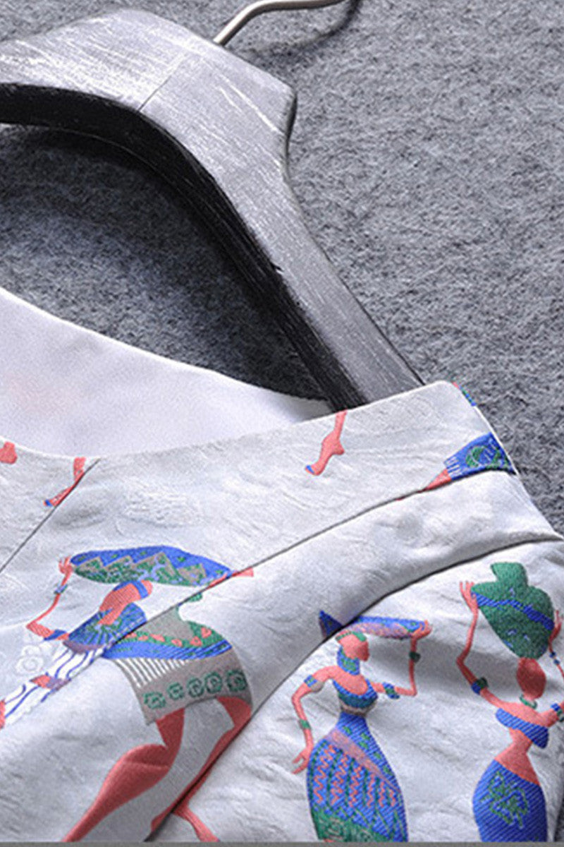 Women's Cotton Printing 3/4 Sleeve Summer Dress Casual Party Dress