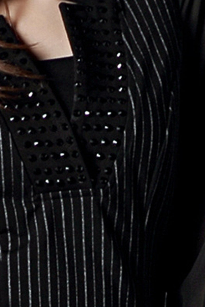 Stripe Body With See Through Sleeve Dress