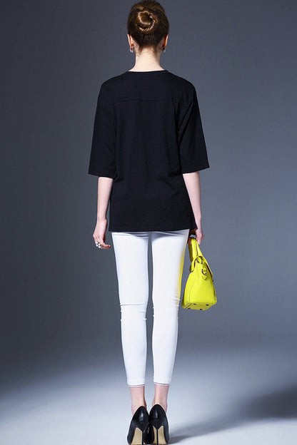 Casual Half Sleeve Round Neck Pure Shirt