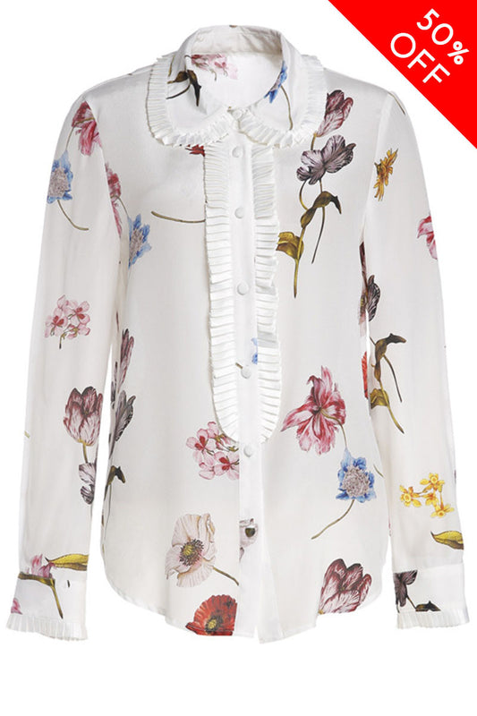 [50% OFF TILL 7 APR] Multi Floral Print Peplum Blouse Top