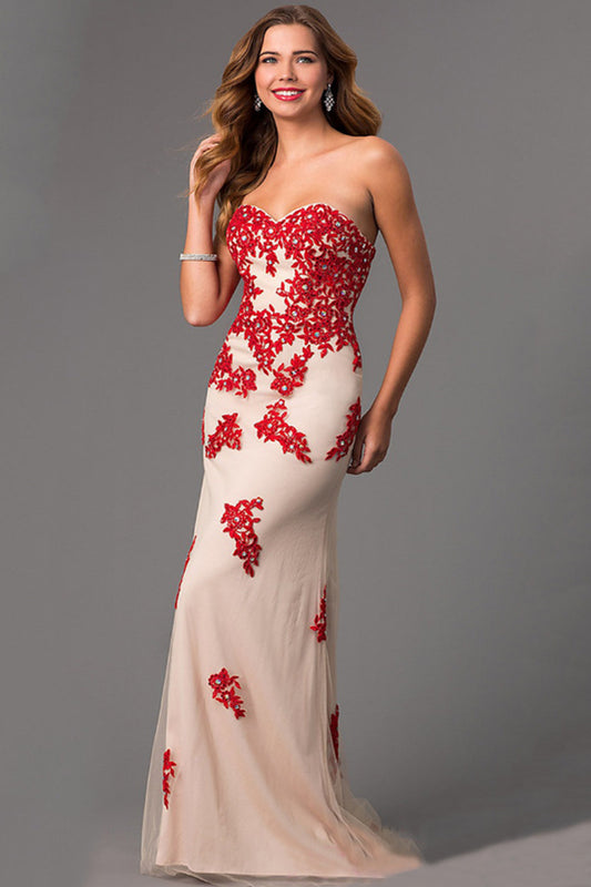 Back Tie Tube Floral Patch Lace Party Dress