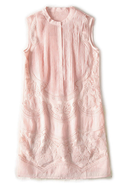 Casual Fresh And Elegant Embroidery Cutout Mini Dress