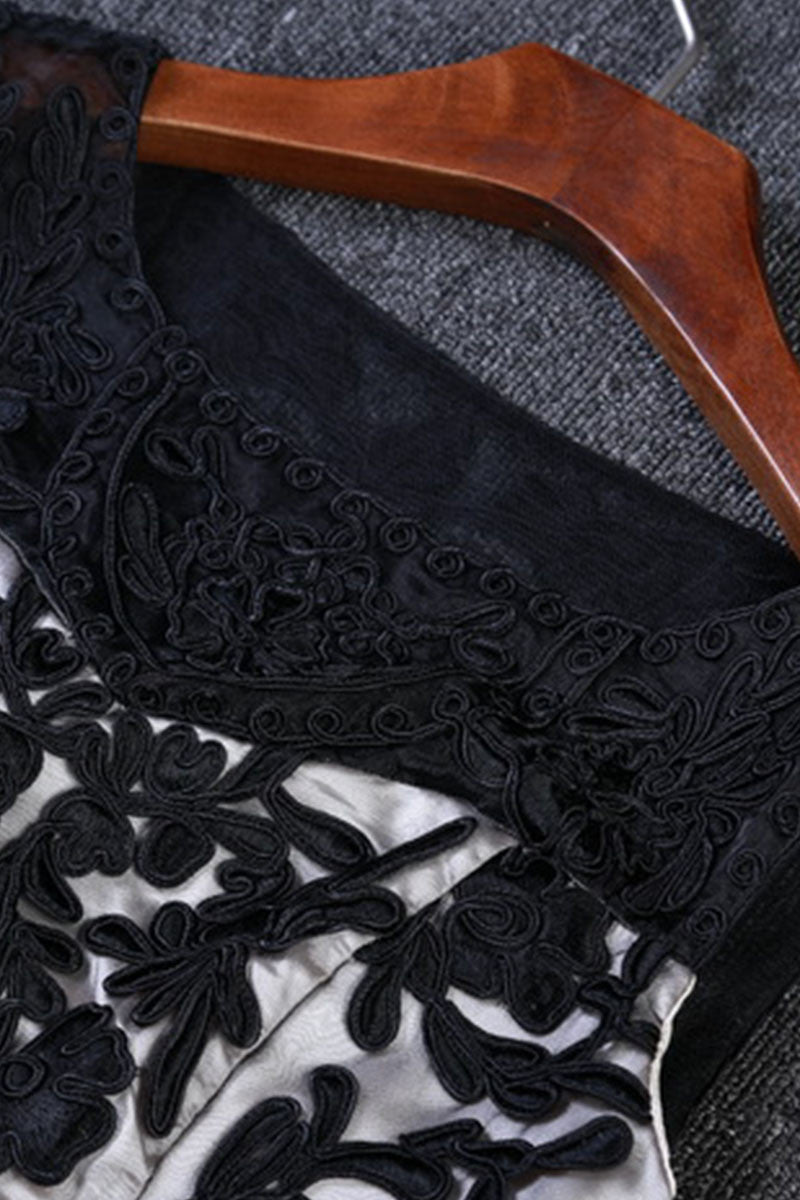 Top Lace Embroidery See-through Gown Slim Wrap Dress