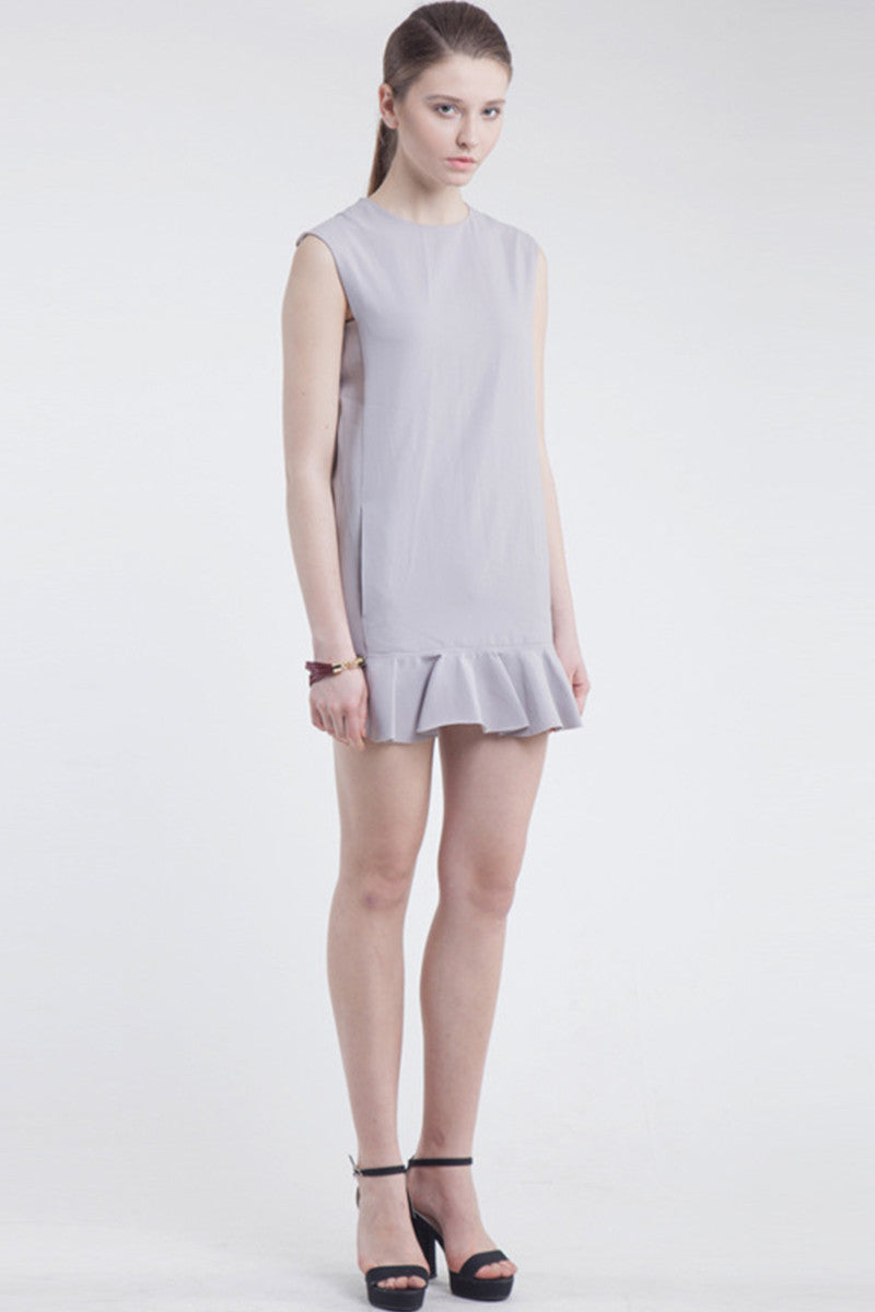 Side Pocket Casual Ruffle Bottom Short Casual Dress