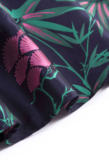 V-Neck Slim-and-Flared Dress With Butterfly Embroidered On Sleeve