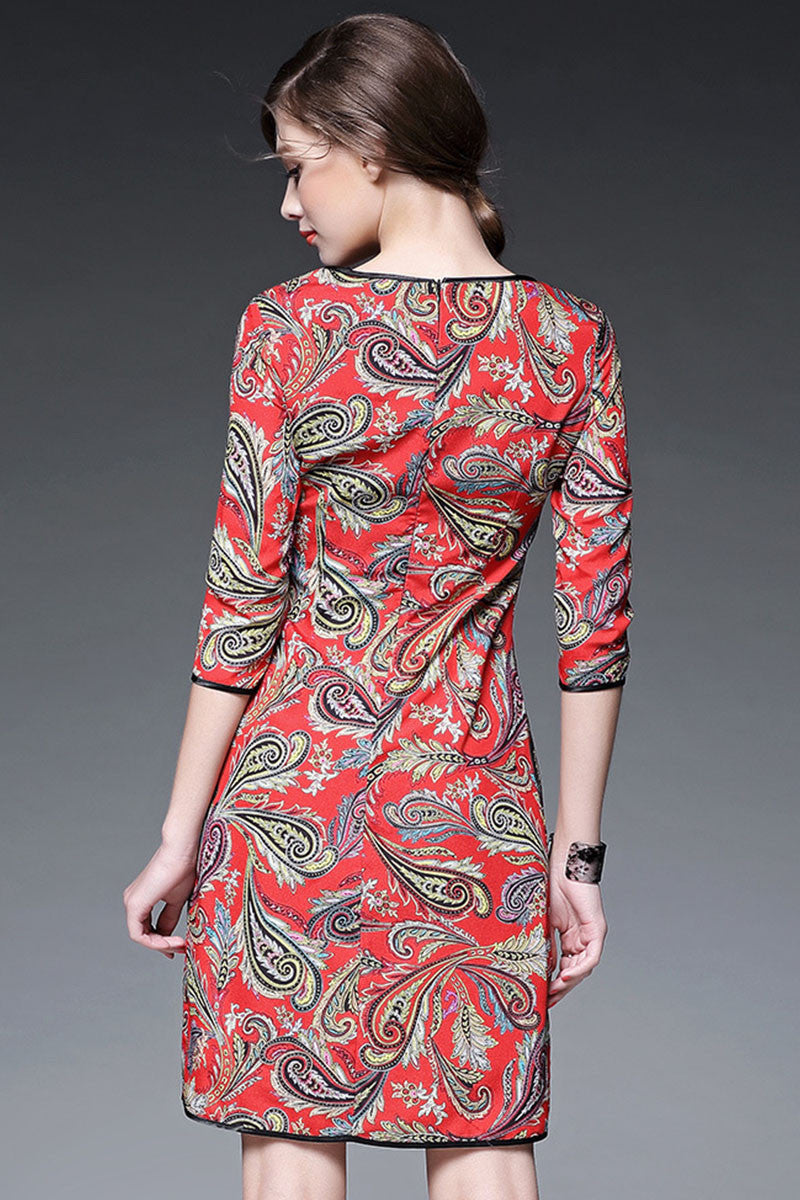 Round Collar Elegant Pattern Chffon Patch Chi-Pao Dress - NJOYDRESS - 2