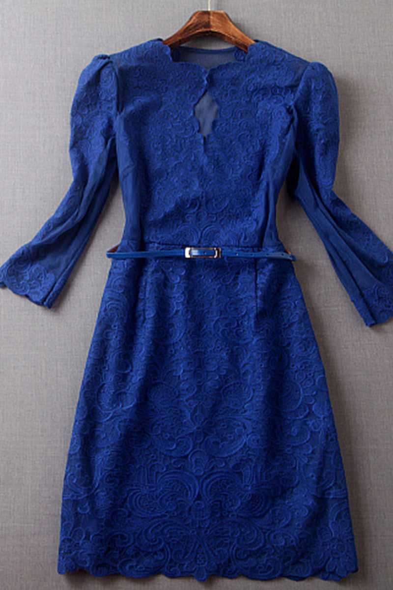 Full Lace Scoop Edge Short Dress