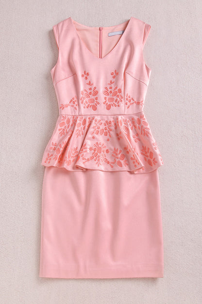 Embroidery Slim Formal Sleeveless Mini Dress
