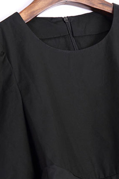Round Collar Frill Flare Hem Mluti Layer Top