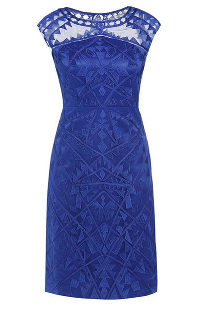 Solid Embroidered Lace With Lining Layer Cocktail Dress