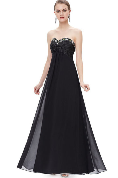 Strapless Sweetheart Rhinestone Ruffles Long Dress Gown