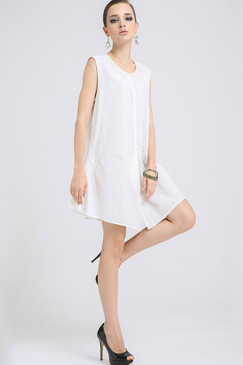 Casual Soft Cotton Simple Jointed Short Dress