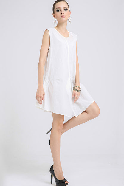 Casual Soft Cotton Simple Jointed Short Dress
