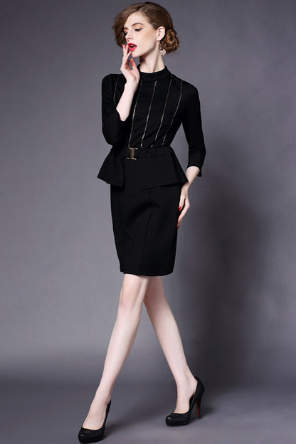 WOMEN'S FORMAL ELEGANT WEAR TO WORK COCKTAIL DRESS WITH BELT