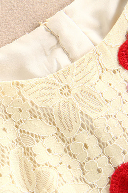 1/2 Sleeve Lace Ruffle Bottom Short Dress