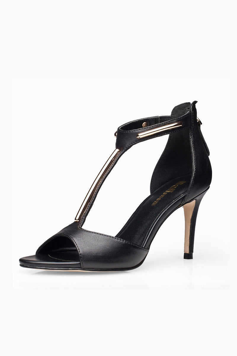 Peep Toe Metalic T-strap Heels Sandals
