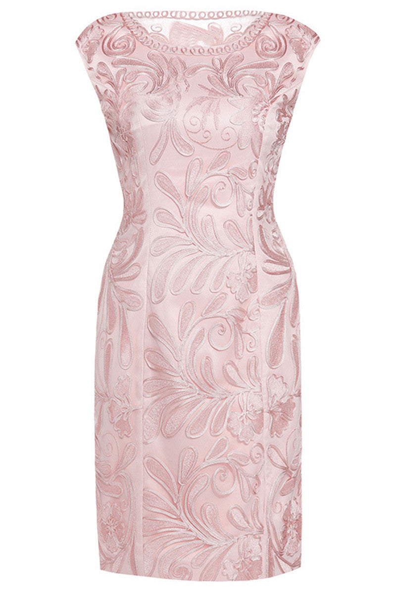 Round Collar Paisley Embroidery Slim Wrap  Dress