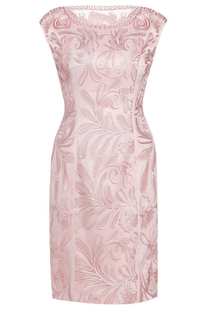 Round Collar Paisley Embroidery Slim Wrap  Dress