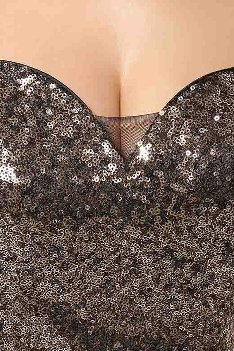 [30% OFF TILL 8 APR] Strap Sequin Low Cut With Acrylic Waist Band Decoration Maxi Party Dress