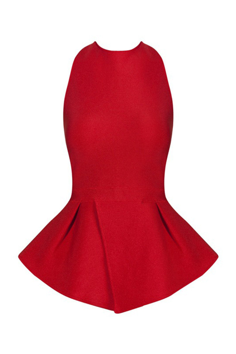 Halter Neck Peplum Backless Club Top