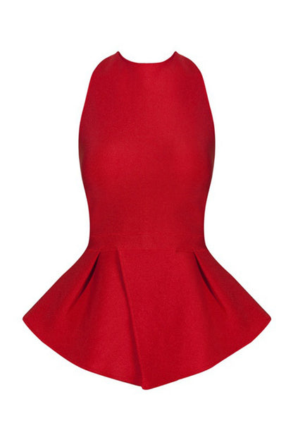 Halter Neck Peplum Backless Club Top