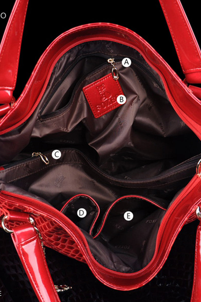 Classical Patent Leather Satchel Briefcase Shoulder Handbag
