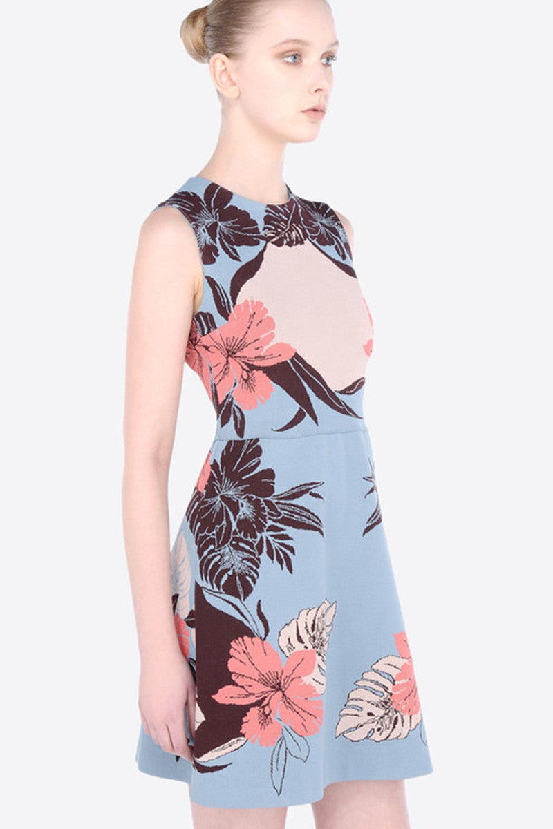 [30% OFF TILL 8 APR] Fasion Floral Printed Slim Sleeve Short Dress