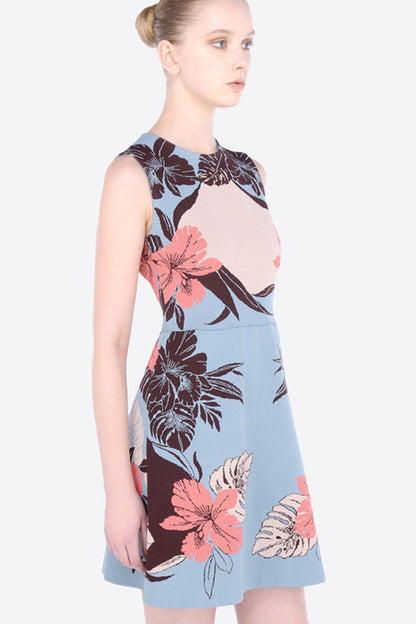 [30% OFF TILL 8 APR] Fasion Floral Printed Slim Sleeve Short Dress