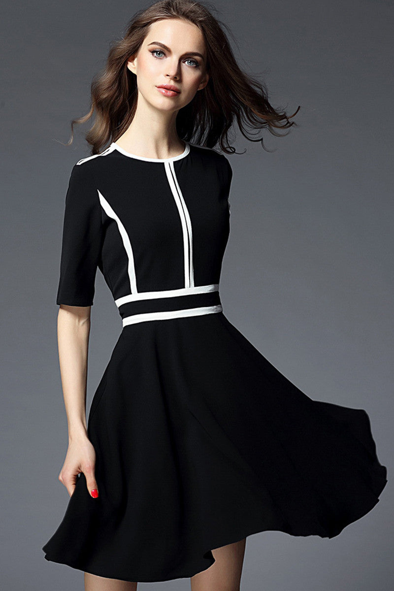 [50% OFF TILL 7 APR] Formal Round Neck Half Sleeve Fitted OL Dress