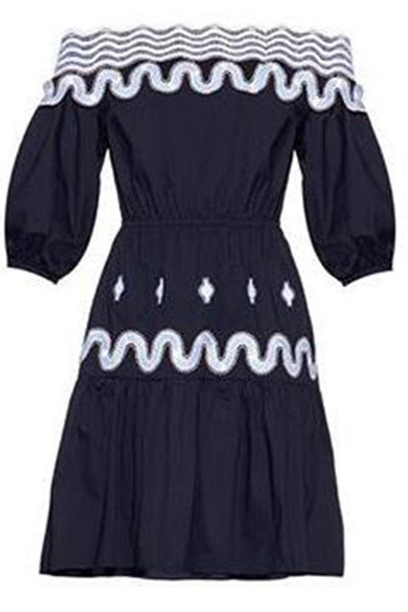[30% OFF TILL 7 APR] Boat Neck Pure Casual Vacation Dress