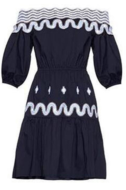 [30% OFF TILL 7 APR] Boat Neck Pure Casual Vacation Dress