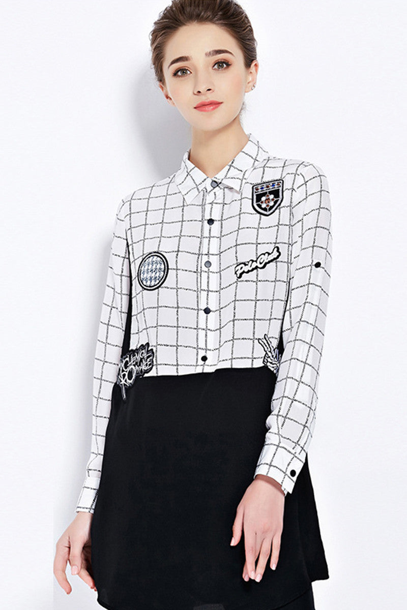 Patch Plaid Slant Pocket Shirt