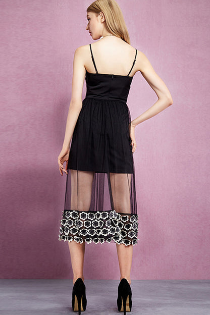 Rosette Braces Short Shift Casual Dress
