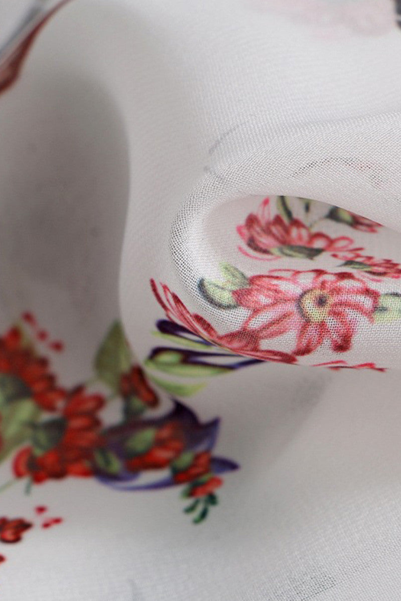 WOMEN'S PRINT AND FLORAL POLO NECK FLOWER PRINTING DRESS WITH BELT