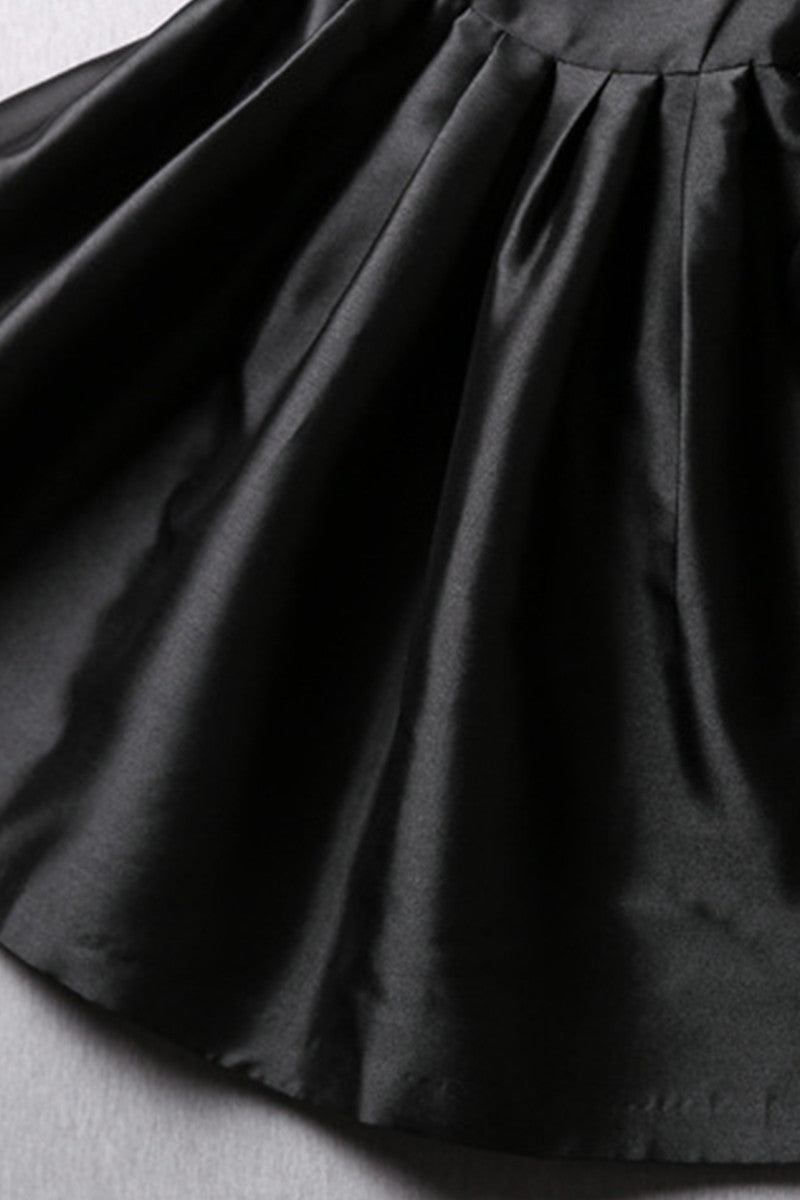 Cut Out Back Waist Little Flared Satin Dress