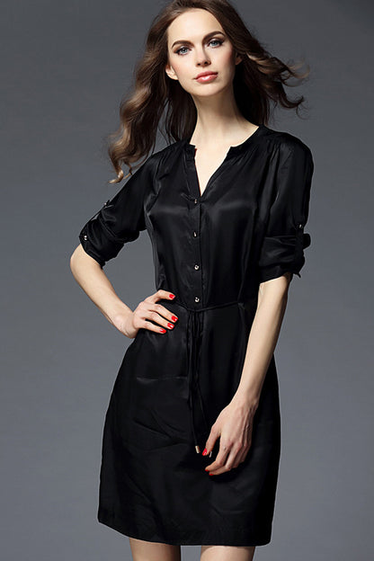 [30% OFF TILL 8 APR] V Neck Fromal Fitted Long Sleeve Dress