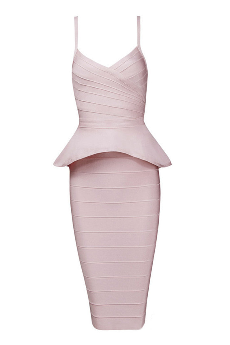 Sexy Bodycon Peplum Two Piece Wrap Dress