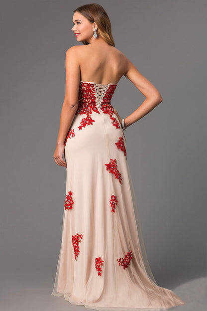 Back Tie Tube Floral Patch Lace Party Dress