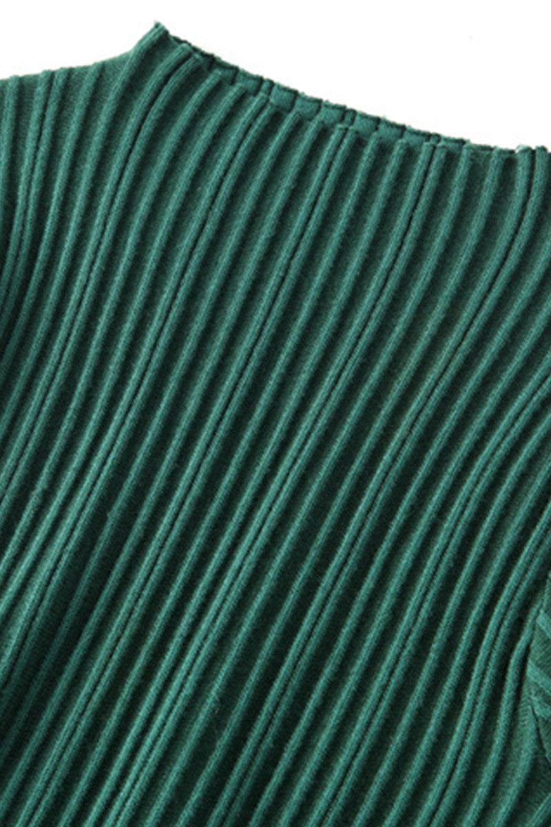 Little Mock Neck 3/4 Sleeve Pleated Tops