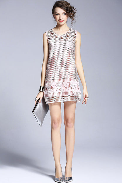 Laser Cut With Stud Short Cocktail Dress