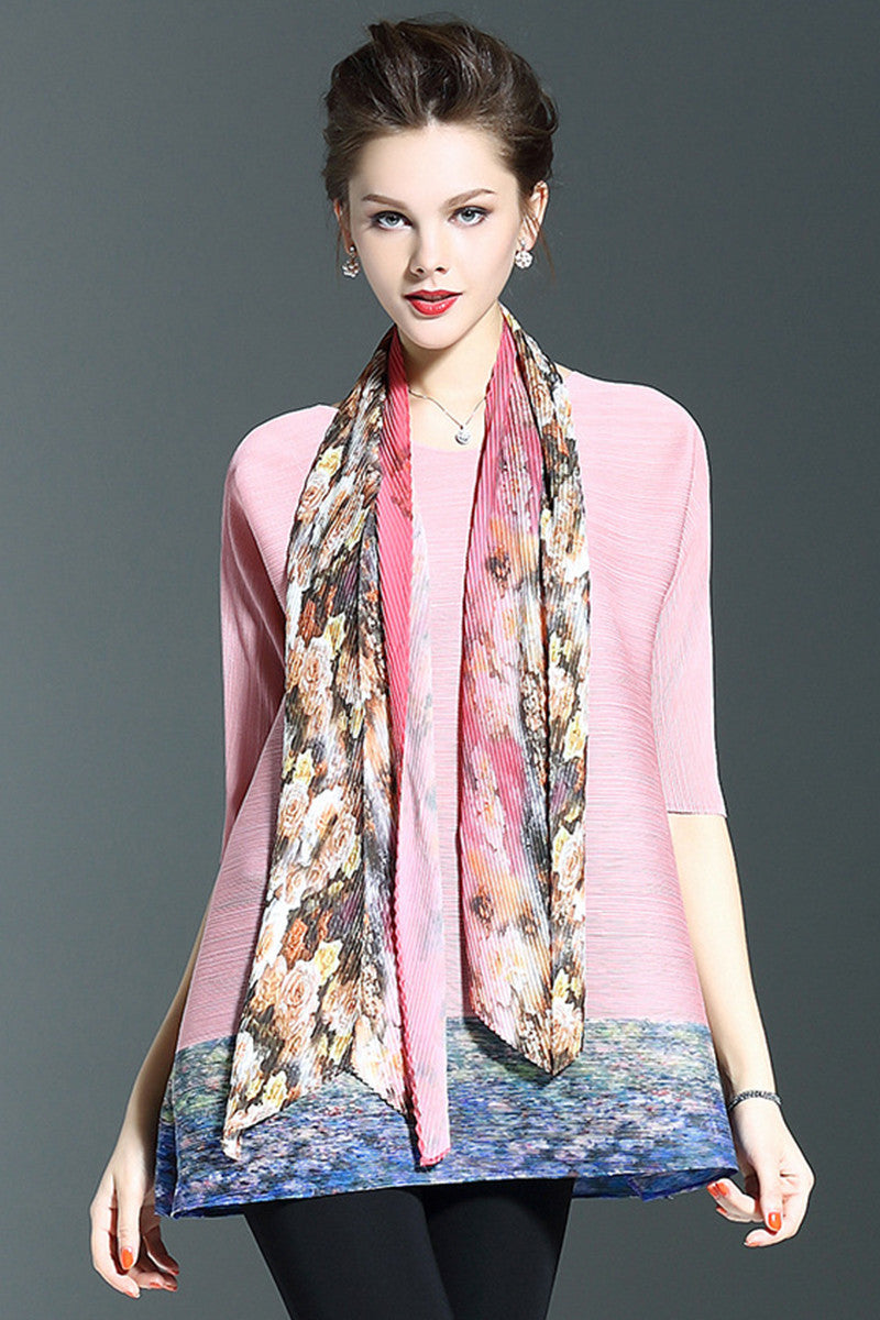 Flared Long Digital Blouse With Scaft