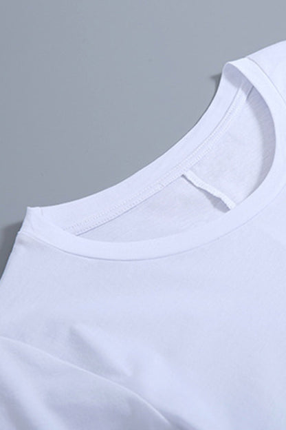 Casual Digital Printing Short Sleeve Tassls Long T-shirt