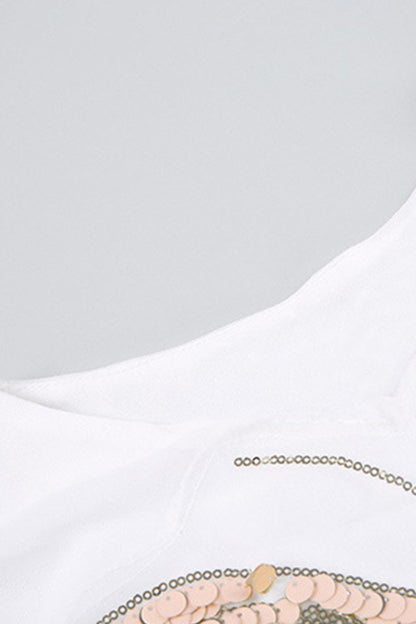 Bat-Wing Sleeve Sequin ButterflyTop With Short Pleated Casual Flare Dress