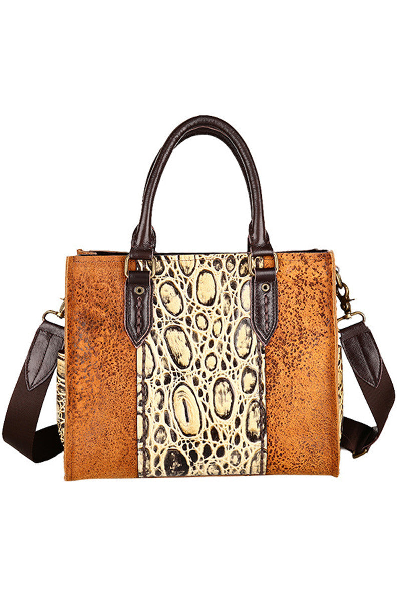 Leopard Blocked Briefcase Shoulder Handbag