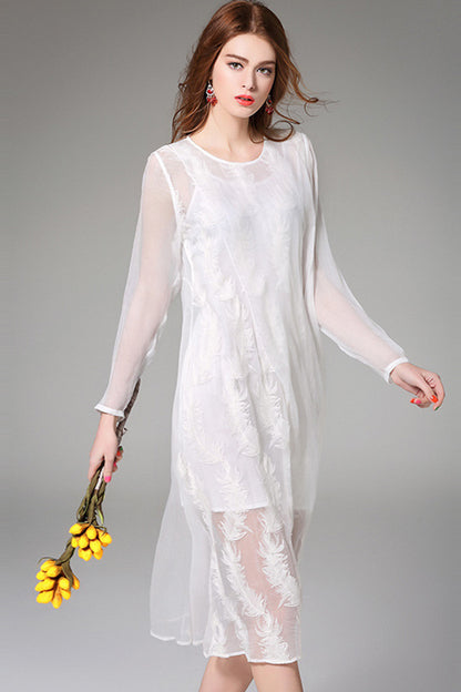 [30% OFF TILL 8 APR] Plume Lace Multi Layer Midi Casual Dress